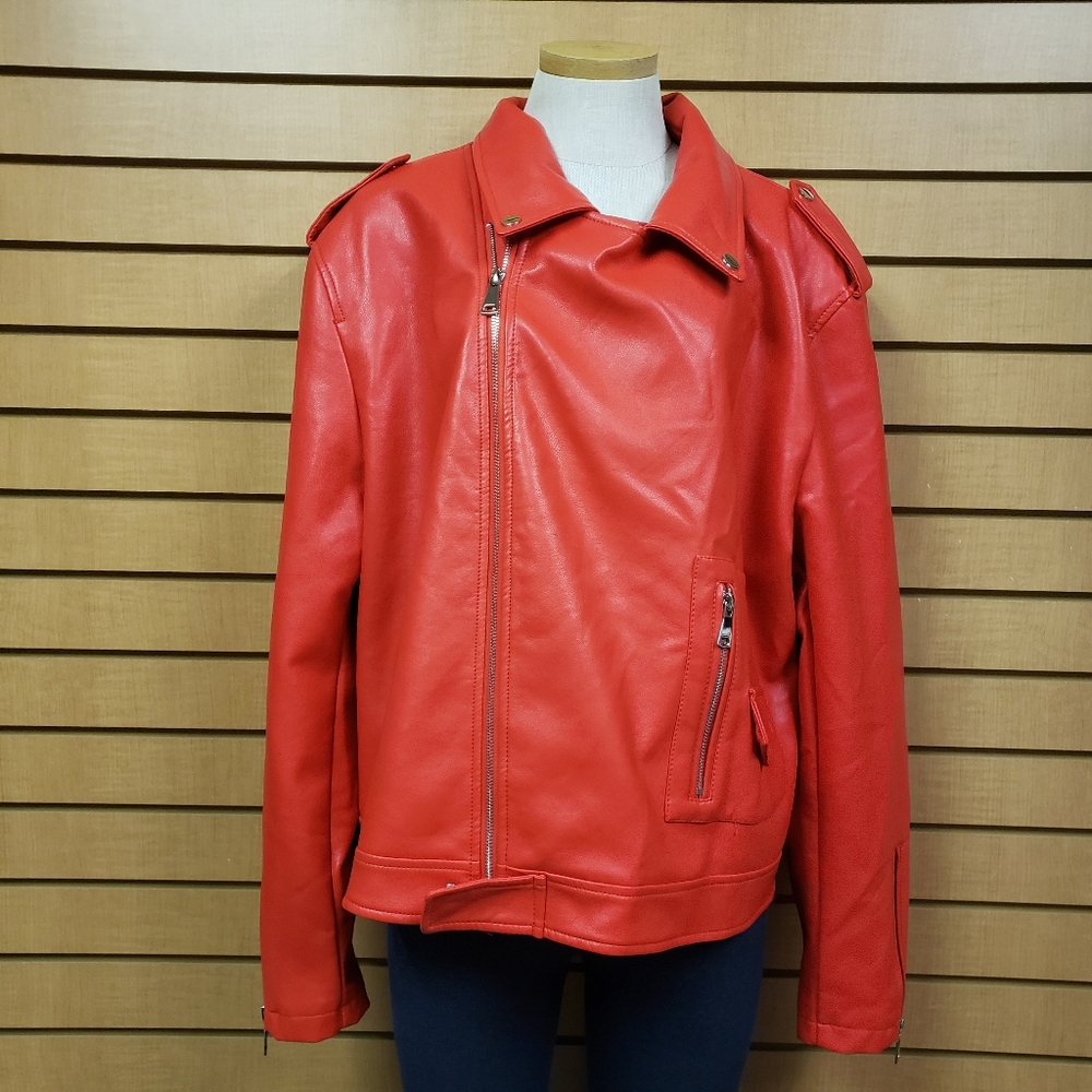 Azalea Wang Red Moto Jacket Size 3X